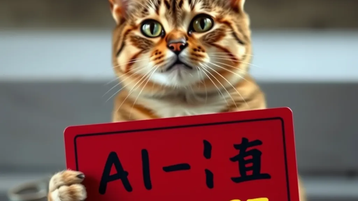 Katze mit Schild „AI-KI-SERVICE.com“ – Headergrafik zu: Blitzschnelle Webdesign-Lösungen für deinen Erfolg