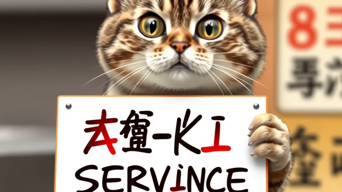 Katze mit Schild „AI-KI-SERVICE.com“ – Headergrafik zu: Intelligente Datenanalyse für maximales Wachstum und ROI
